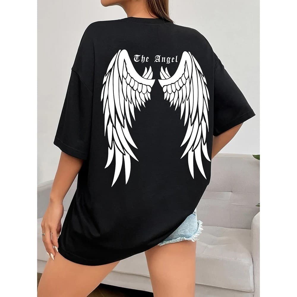 Camiseta Básica Algodão Feminina The Angel Asas De Anjo prime
