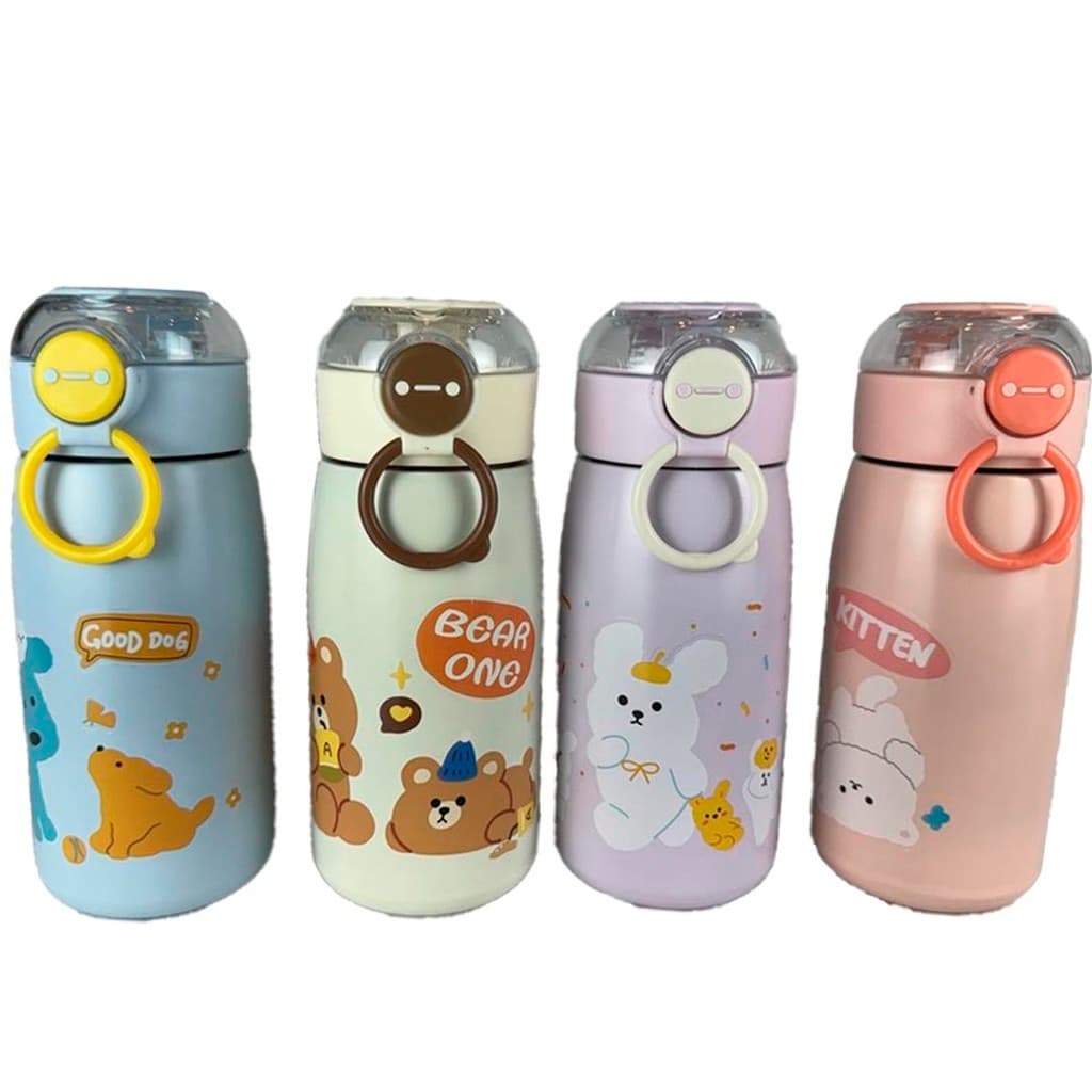 Garrafinha Térmica Infantil 470ml Aço Inox com Canudo BPA Free Escola Passeio Com NF
