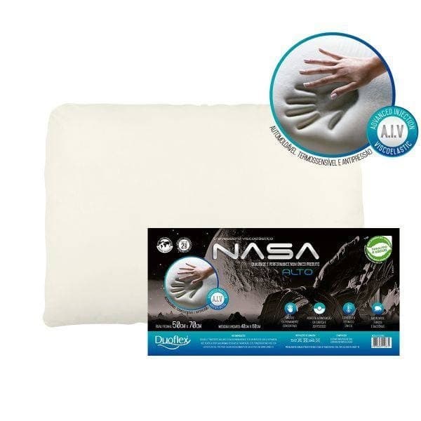 Travesseiro Nasa X Duoflex 13cm Conforto da Espuma Viscoelástica Antiácaro 50 x 70 cm
