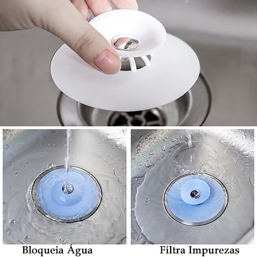 Tampa De Ralo Pia Universal De Silicone Filtro