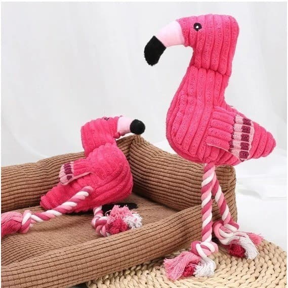 Brinquedo Pelucia Mordedor Caes Flamingo Rosa Grande Pets Cachorro e Gato