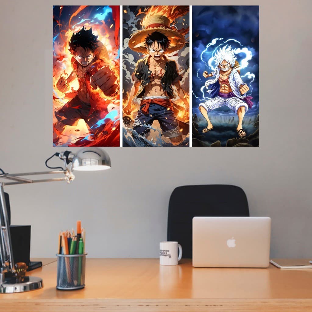 4 Quadro ou 1 unidade  one piece Placa Decorativa MDF para sala,quarto e sala de jogos-45x20!