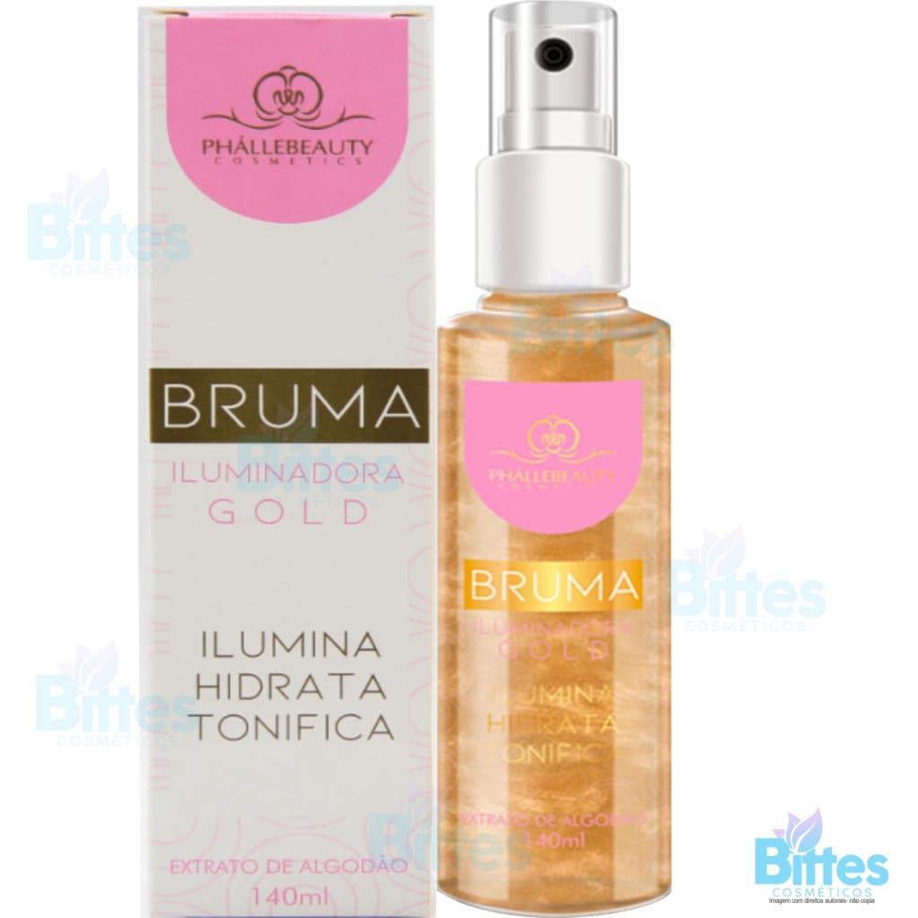 BRUMA GOLD PHÁLLEBEAUTY COSMÉTICOS ILUMINADORA FIXADOR DE MAQUIAGEM