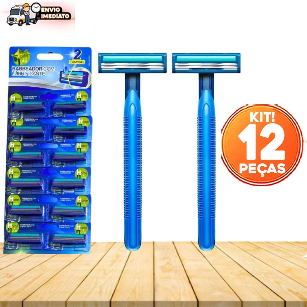 Kit 12 Peças Aparelho de Barbear Prestobarba 2 Lâminas com Lubrificante Linha Premium