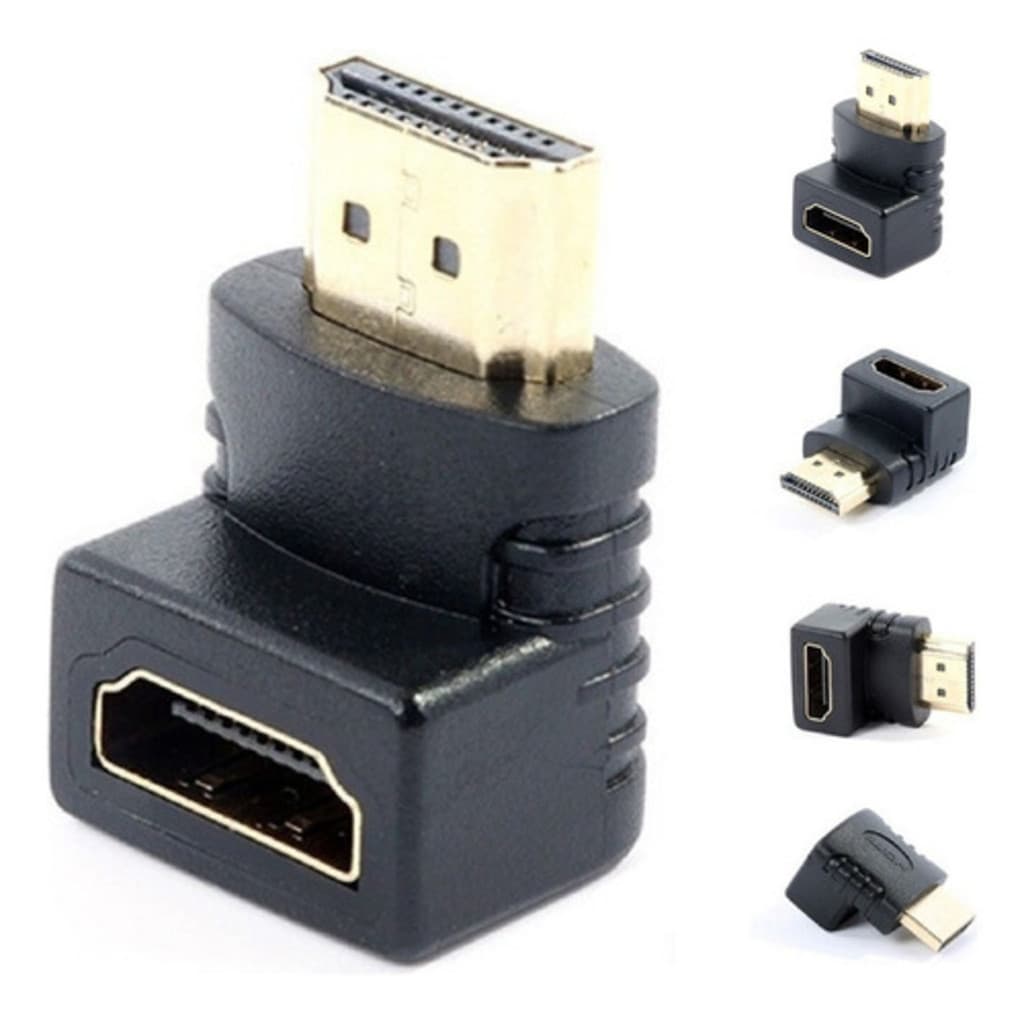 Kit 05 Adaptador Hdmi 90 Graus L Macho Femea - Tv Full Hd 4k