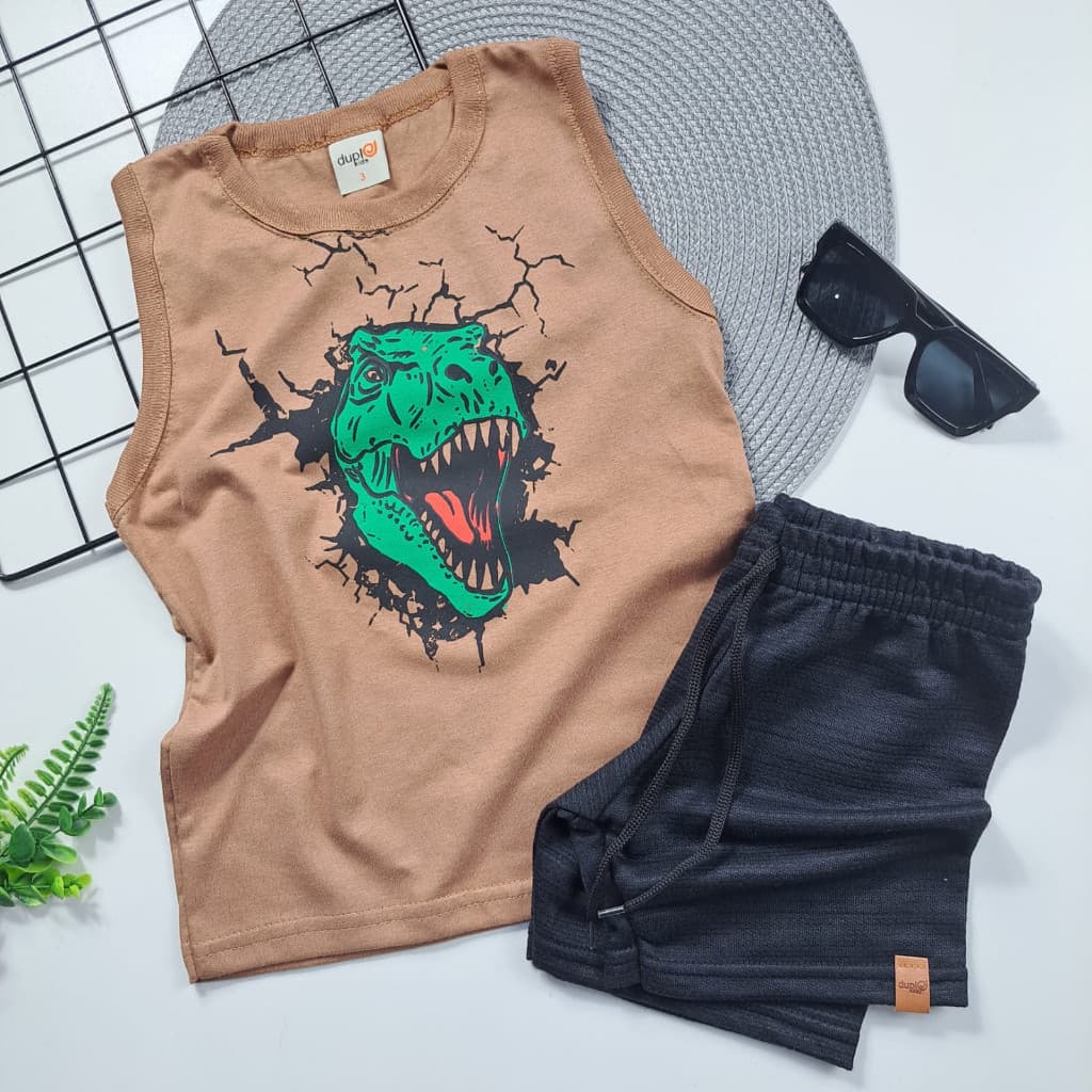 Kit 10 Peças Infantil Verão Estampado 5 Regatas E 5 Shorts