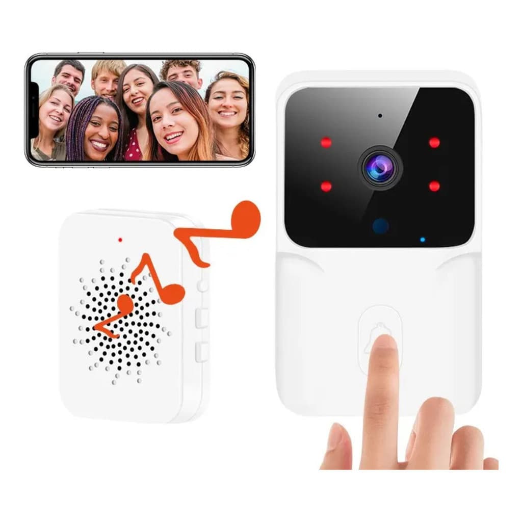 Campainha Sem Fio Inteligente Com Interfone Câmera Wi-fi Resendencial