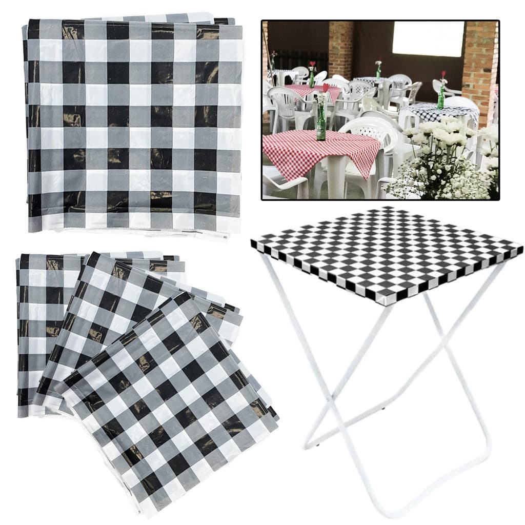 10 Toalha De Mesa Plástico Descartável Xadrez Lisa 70x70cm Festa