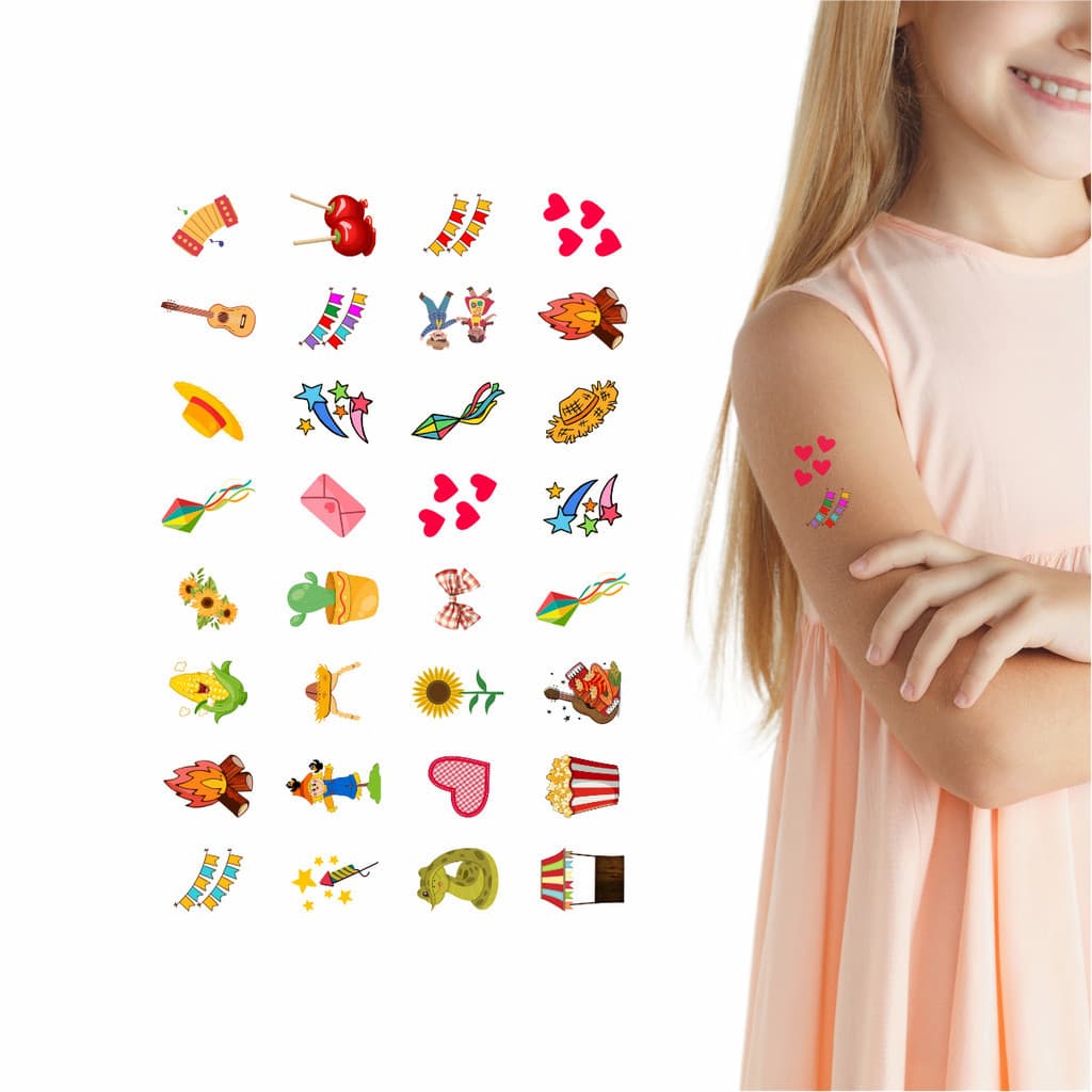 Tatuagem Temporária Infantil Junina | Kit Festa 32-038