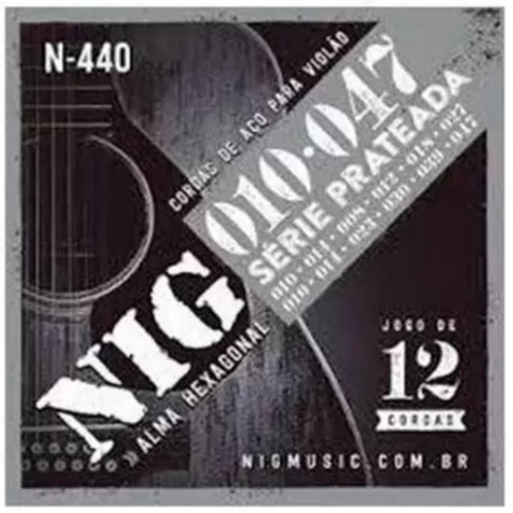 ENCORDOAMENTO NIG VIOLÃO DE AÇO 12 CORDAS N440 010
