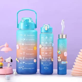 Kit 3 Garrafa De Água Squeeze Galão 2L Litros Motivacional Academia Colorida Antivazamento Fornecido Em Cores Aleatórias