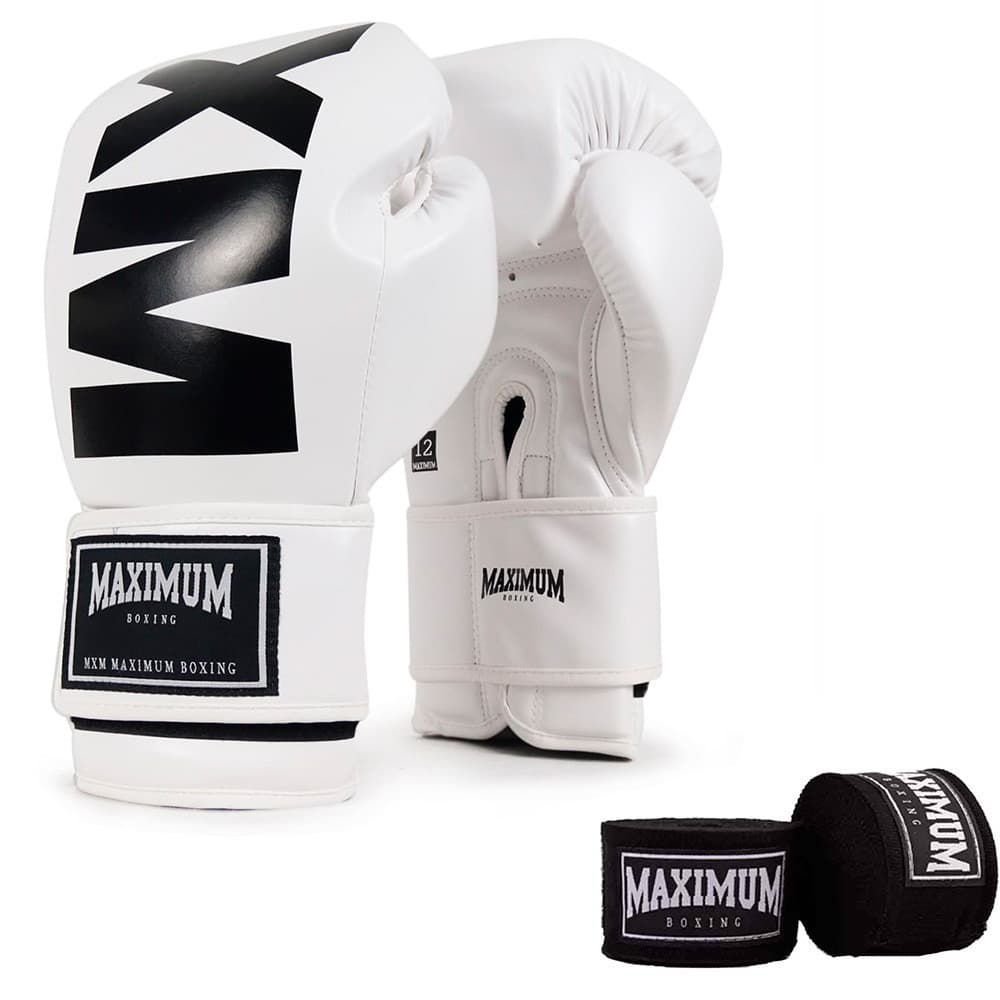 Luva MXM Muay Thai Boxe Maximum + Par De Bandagem Black 5m