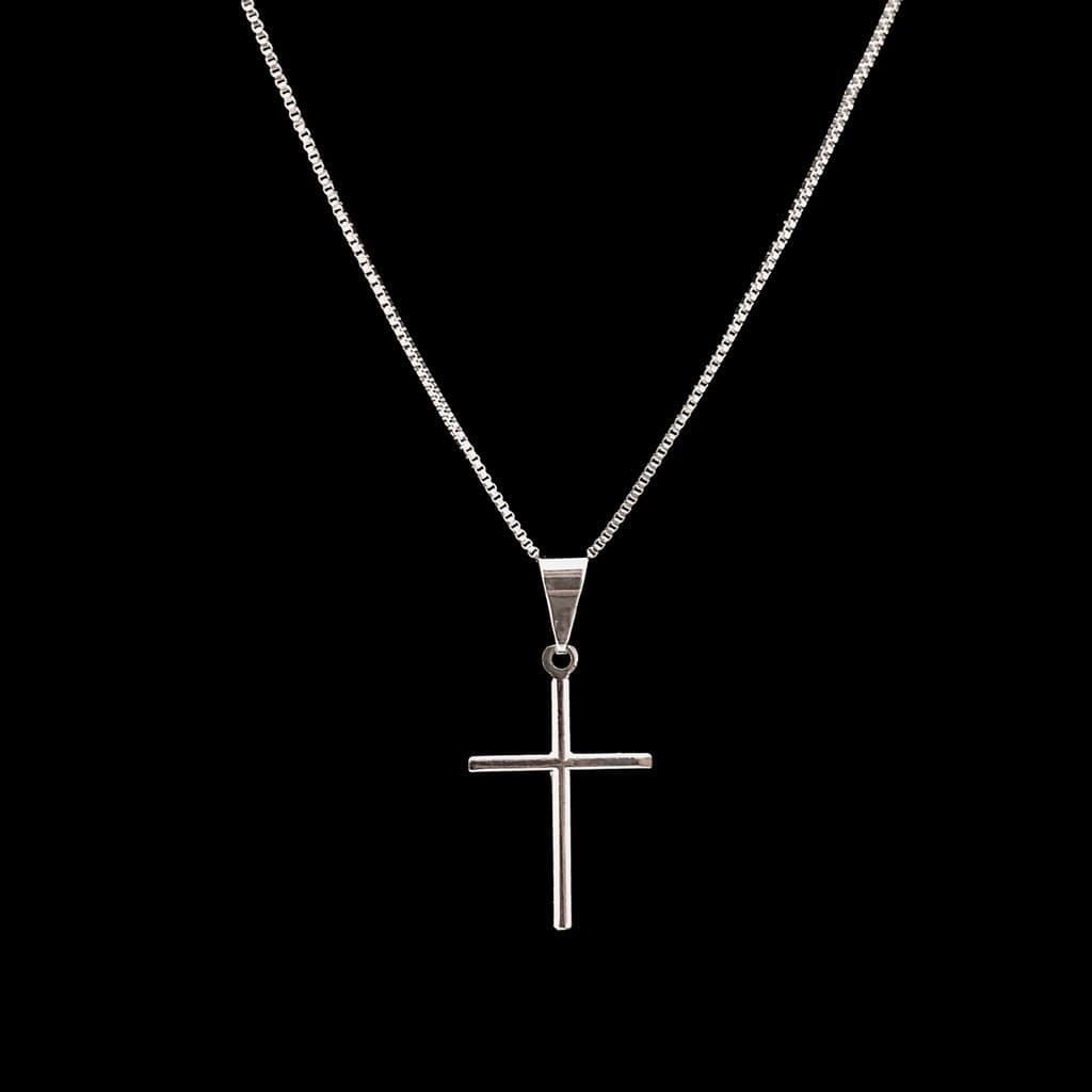 Corrente Veneziana aco inox com Pingente Cruz Palito  Cordão Masculino com Crucifixo