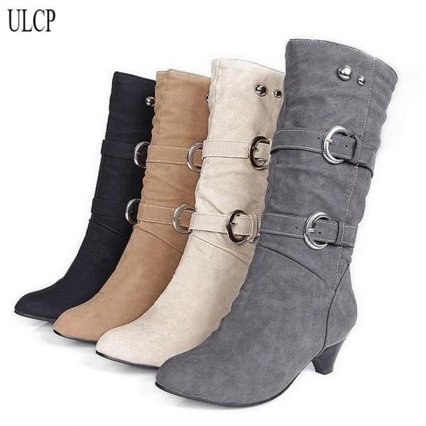 Botas Femininas De Calcanhar Médio-Baixo Tamanho 35-43 YO84
