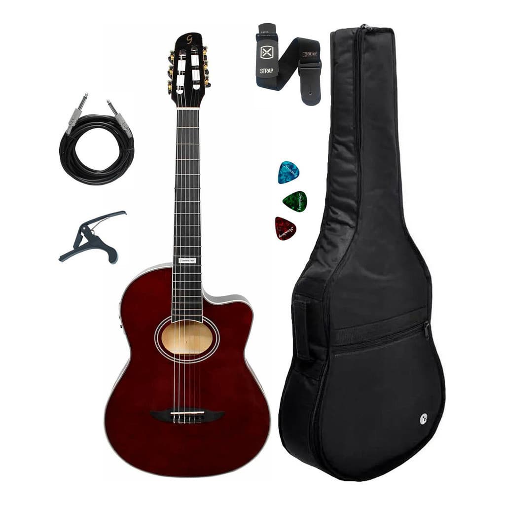 Violão Giannini Gnf3 Translucent Dw + Capa Luxo E Acessórios