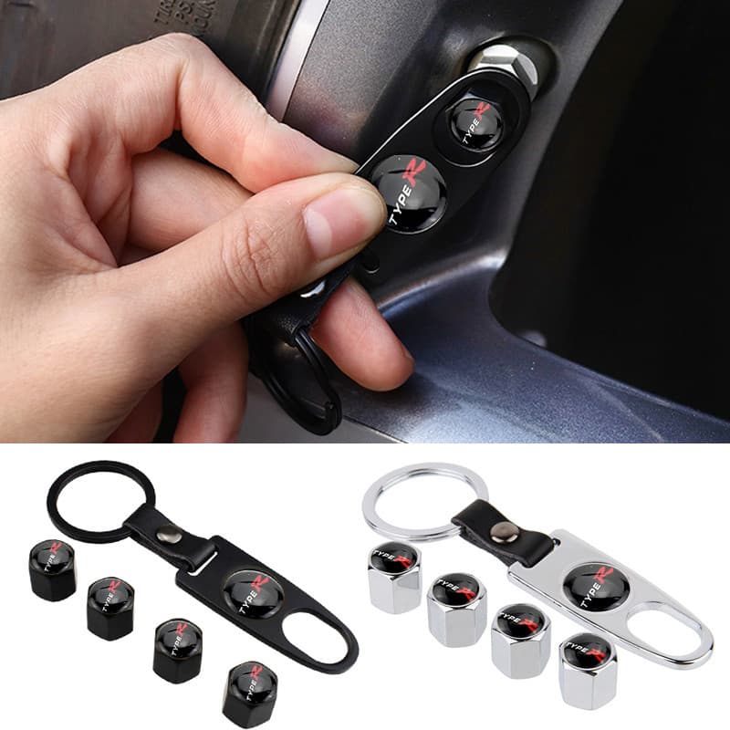 4 Pçs Liga Tampas Da Haste Válvula Do Pneu Carro Roda Cobre Chave Chaveiro Para Honda Mugen Accord Cidade Civic