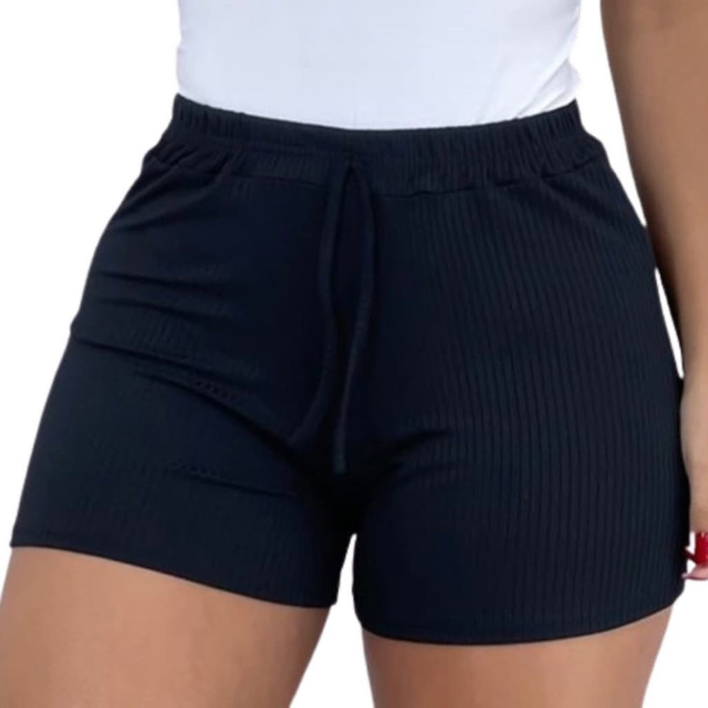 Shorts Canelado Feminino Curto Malha Verão Praia Soltinho Moda Feminina