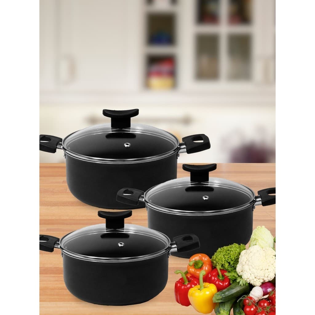 Kit 3 Panelas Teflon Caçarolas 16 18 e 20 Antiaderente 3 Peças