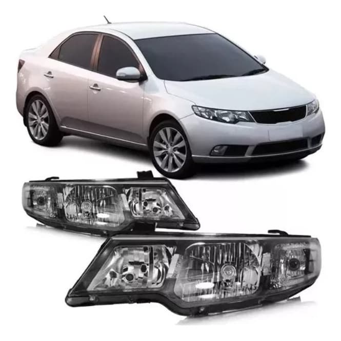 Farol Kia Cerato 2009 A 2013 Foco Duplo Máscara Negra