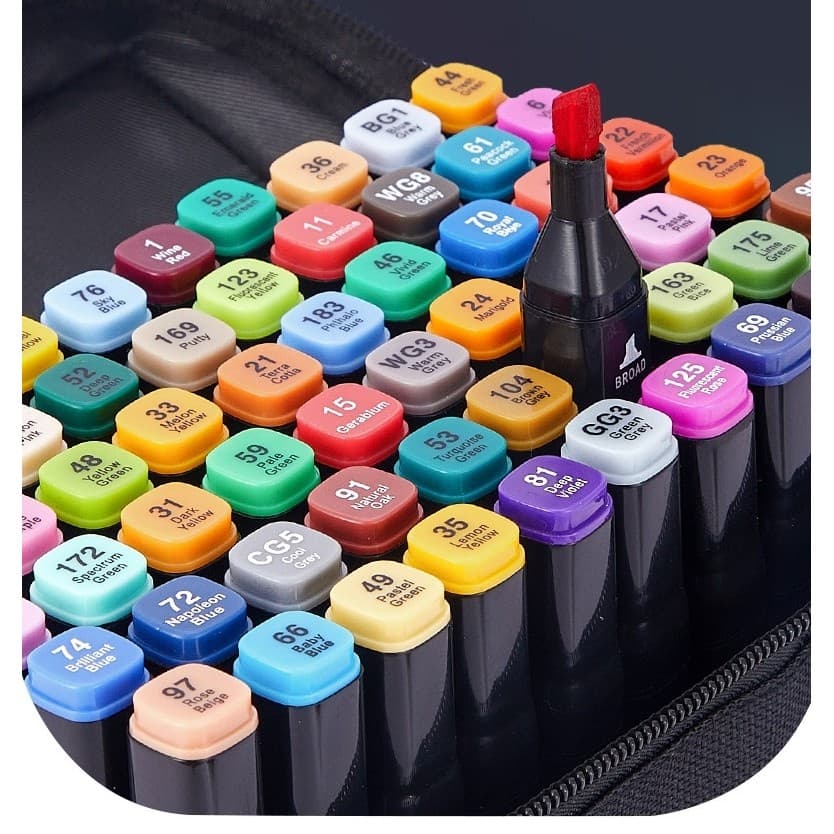 Estojo Bolsa Caneta Marcadores KIT 12/24/36/48/60 TOUCH Com Ponta Dupla Com NÚMERO DE CORES Conjunto Pintura Artística A