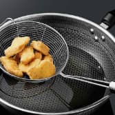 1 Escumadeira Fritura Inox Batata Pastel Resistente- 12,8x 34cm