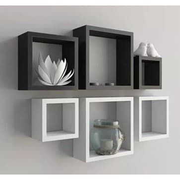 Kit Com 6 Nichos Preto E Branco Decoração.