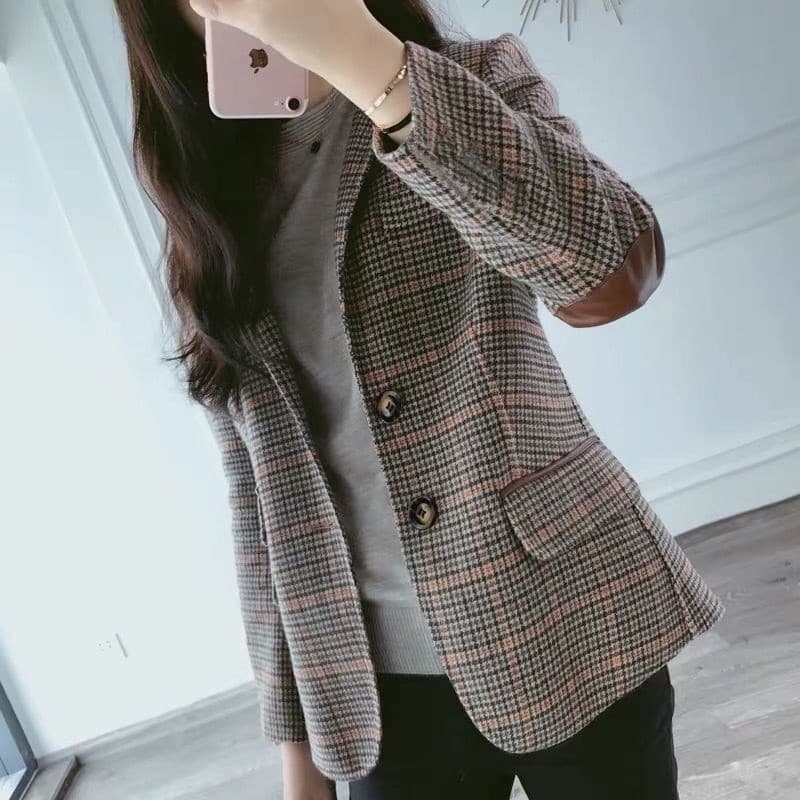 Britânico Estilo Blazers Xadrez Clássico Casaco De Fato