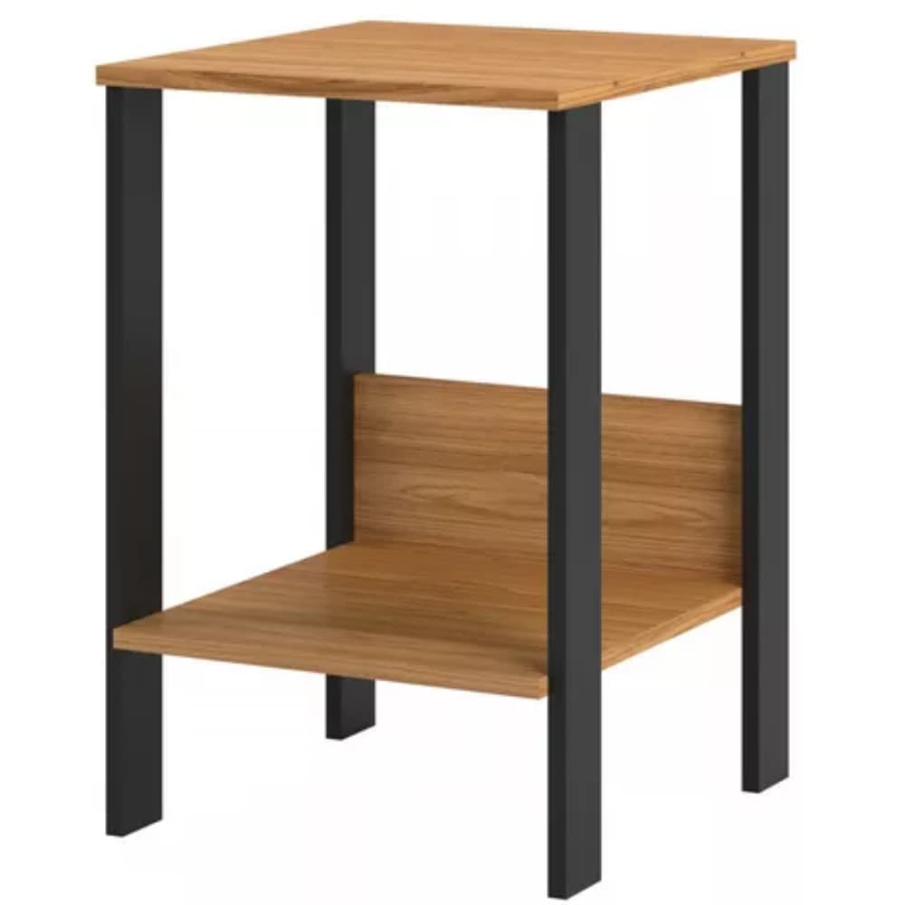Mesa de Canto Auxiliar Industrial F14 Dalla Costa 100% MDF Freijó/Preto Fosco