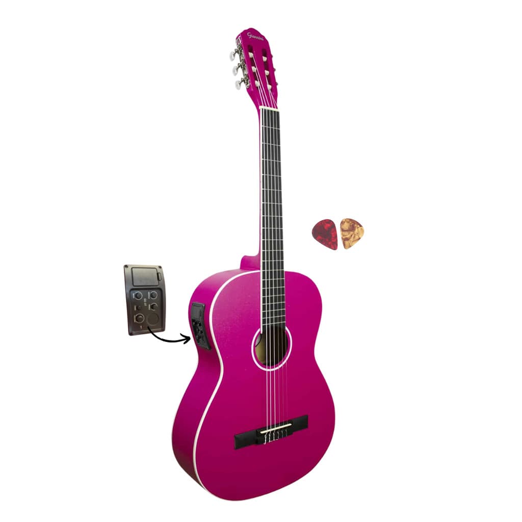Violão Giannini Nylon Elétrico Rosa N-14 EQ PKS Pink Satin