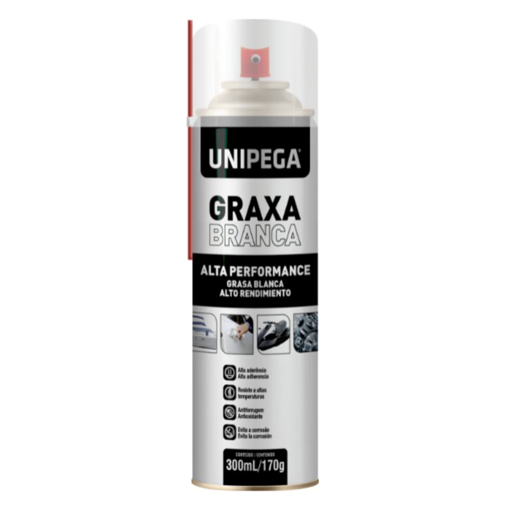 Graxa Branca Spray 300ml UNIPEGA Lubrificação Geral Automotiva,Agrícola,Terraplanagem e Industrial