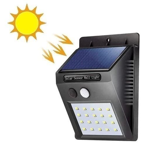 Luminária Solar 30 LEDs Com Sensor Presença À Prova D' Água Detector de Movimento