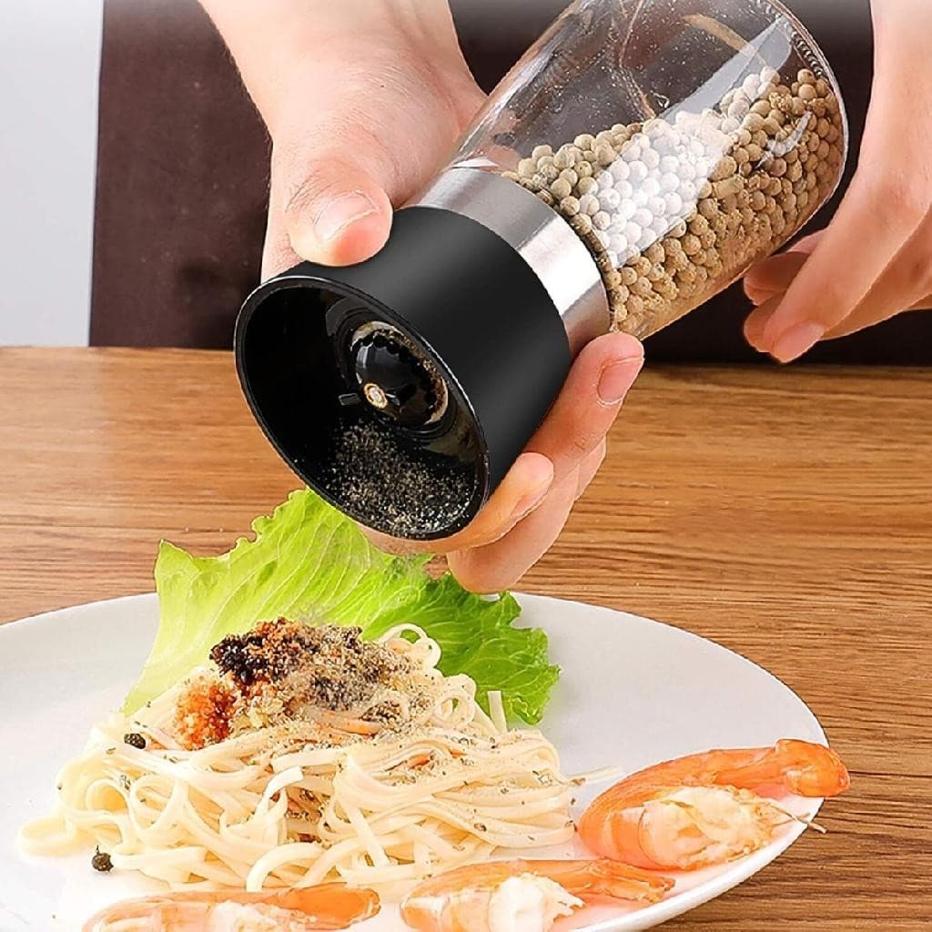 Moedor Manual Para Temperos Especiarias De Vidro Inox 160ml