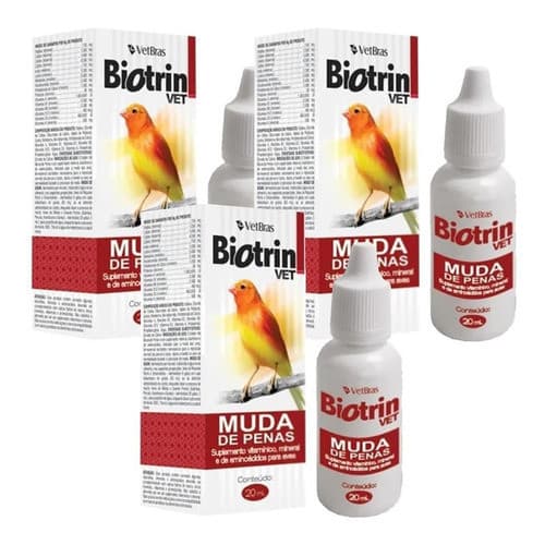 Biotrin Muda 20ml - 3 unidades - Suplemento Vitaminico Passaros