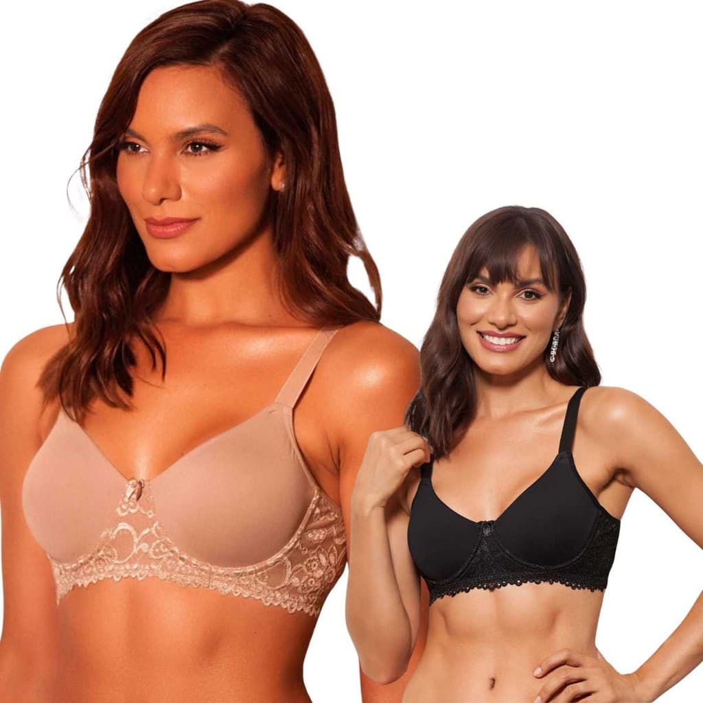 Kit 2 Sutiã Sem Bojo Com Renda Alça Larga Reforcada Alta Sustentação Confortavel Plus Size Rendado