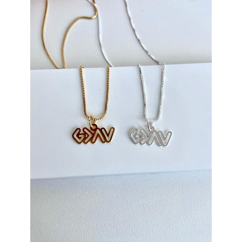 Colares semi joia GDVA  Deus é maior que altos e baixos Prata 925 e Ouro 18K