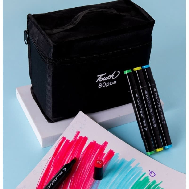 Touch Com 24/36/48/60/80 Cores touch marker Caneta Marcadora Com Ponta Dupla Estojo Bolsa Caneta Marcadores Baratinha CC
