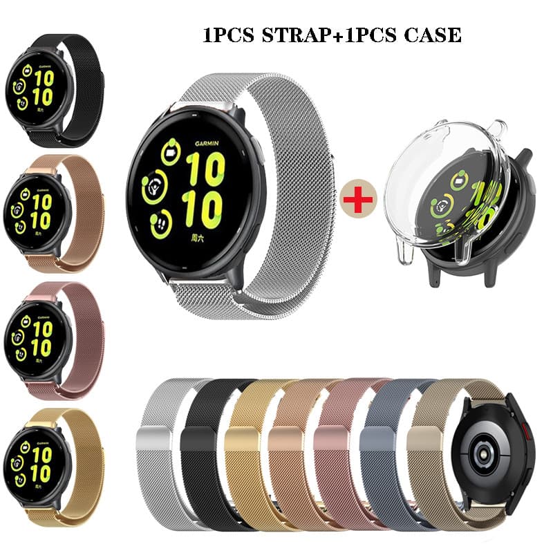 Pulseira 2 Em 1 + Capa Magnética De Aço Inoxidável Para Garmin Vivoactive 5/Venu 3 3s