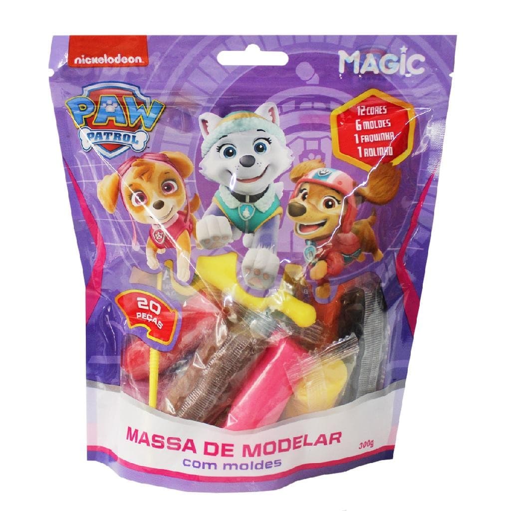 Massa De Modelar Patrulha Canina Massinha C/ 20 Peças Meninos Infantil Brinquedo Dia das Crianças