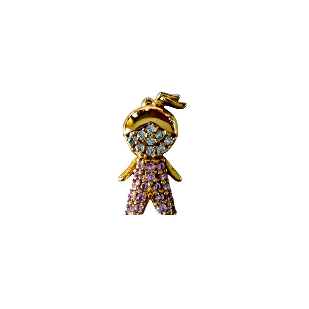 Pingente Berloque Menina Banhado a Ouro 18k Rosa e Cristal Semijoia Ciela