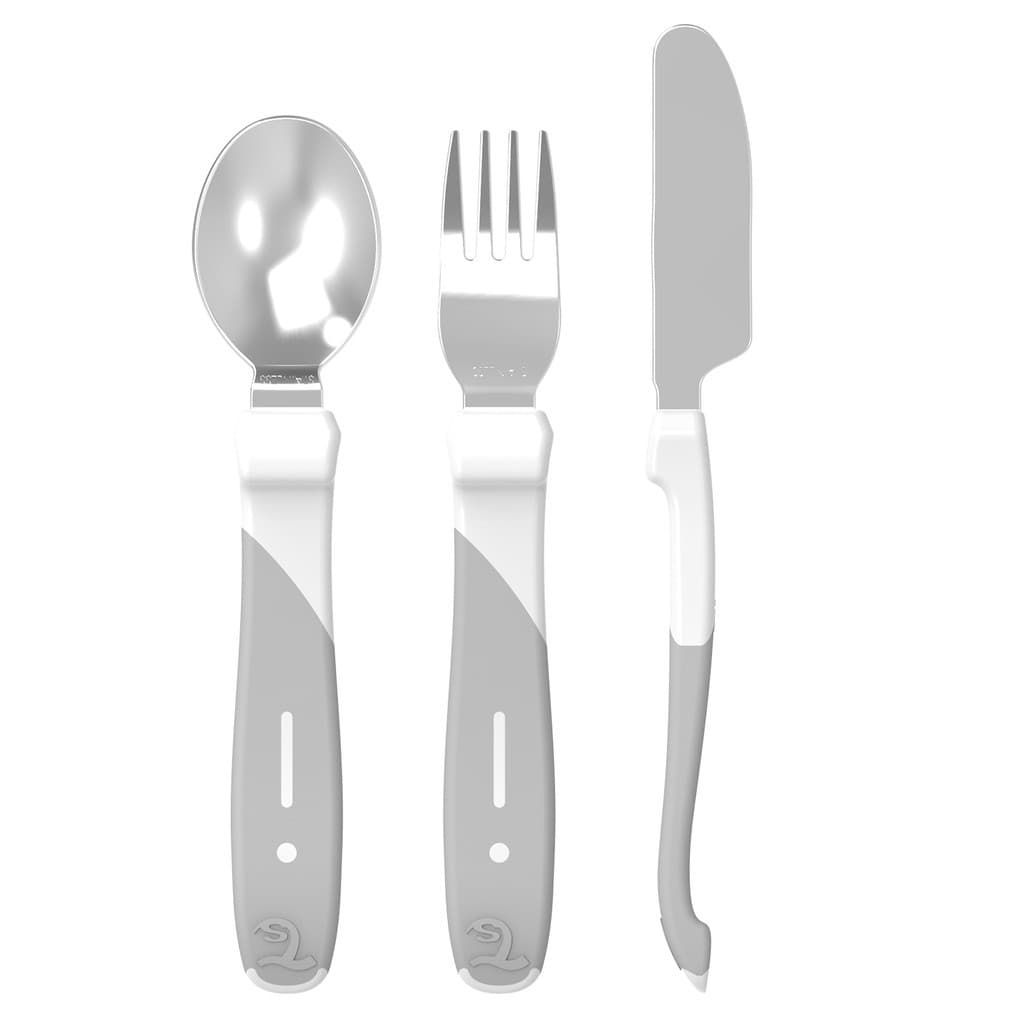 Kit de Talheres de Inox infantil Twistshake 12m+ Resistente Pegada Segura Lavável em Lava-louças