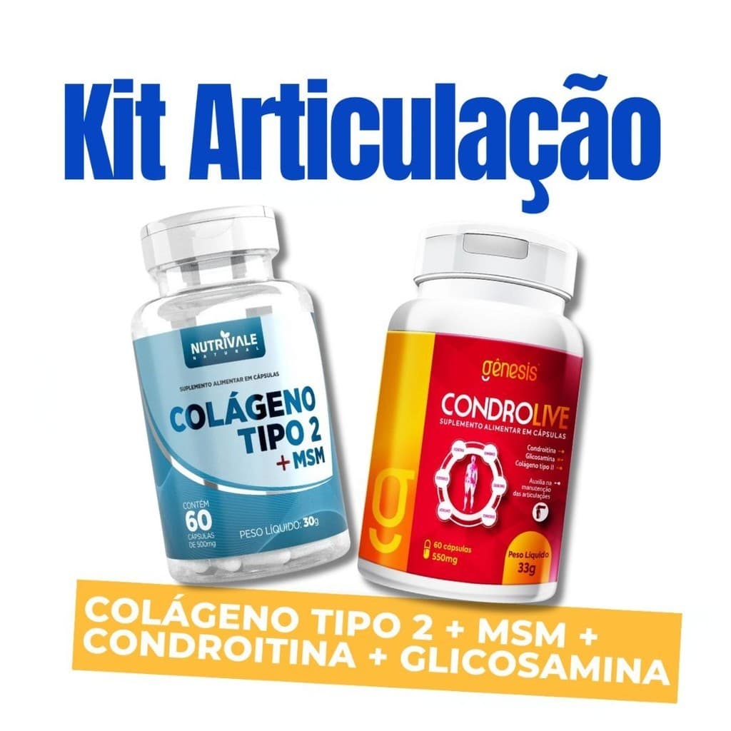 Kit Colágeno Tipo 2 MSM + Condroitina e Glicosamina