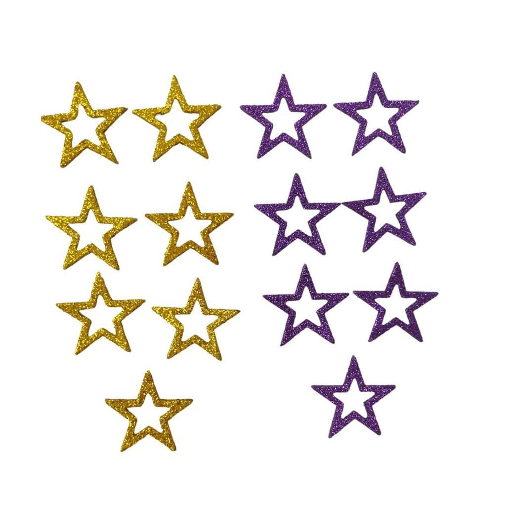 Adesivo Pet Lacinho Pity Biju Estrela Vazada - Dourado e Roxo - 14 Unid