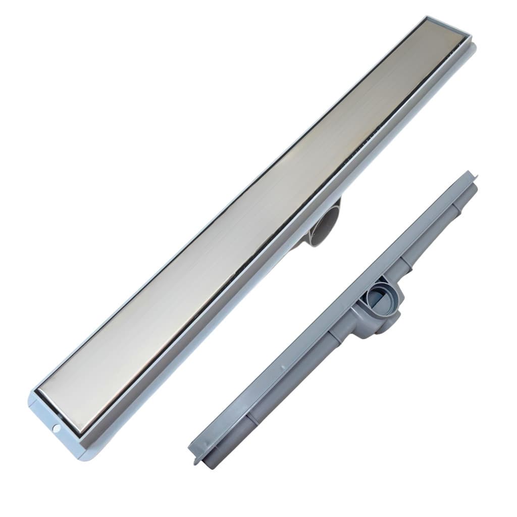 Ralo Linear Oculto 5cm x 50cm Inox com Tela e Cocho Cinza