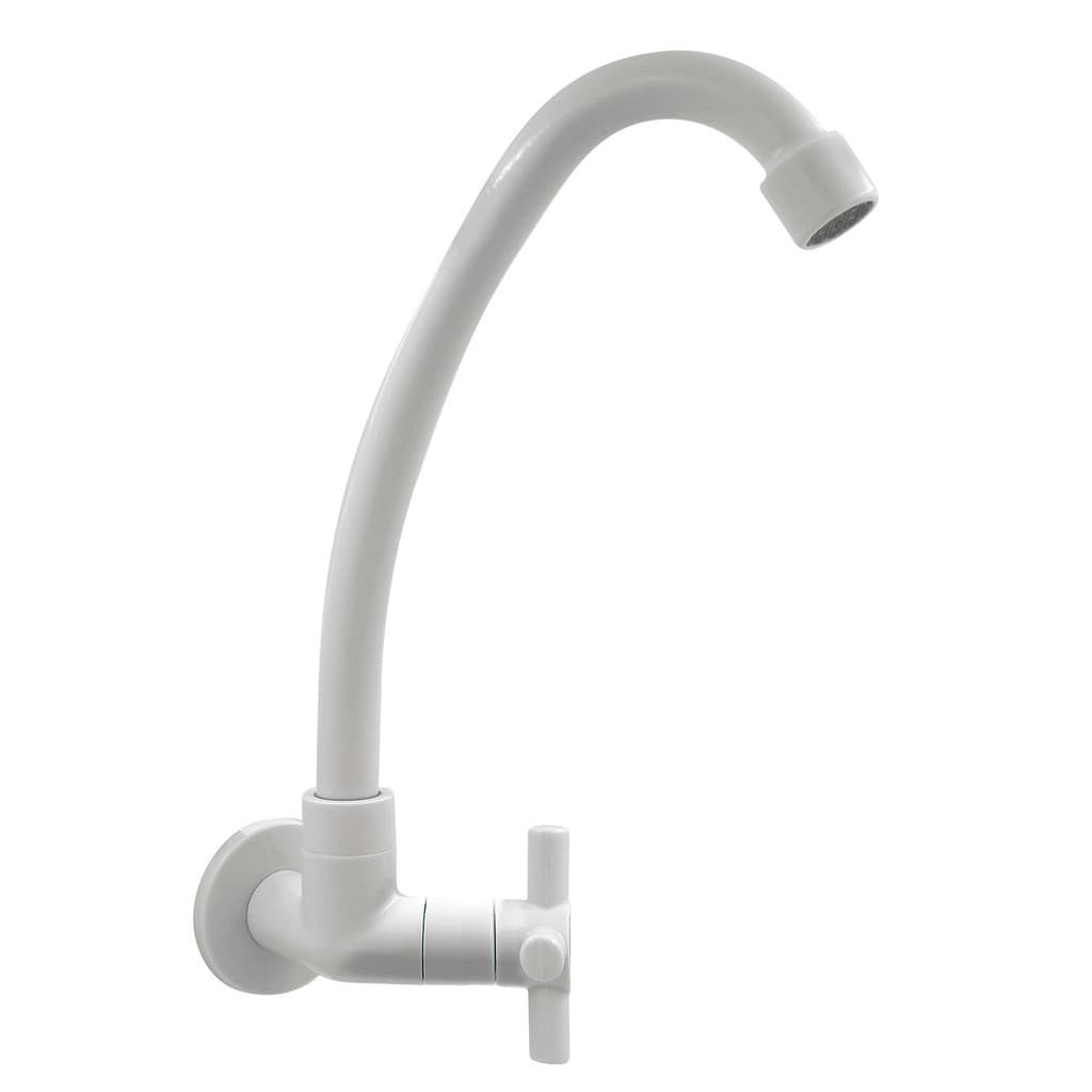 Torneira Cozinha parede Bica Móvel Abs Branco Slim 1/4 V