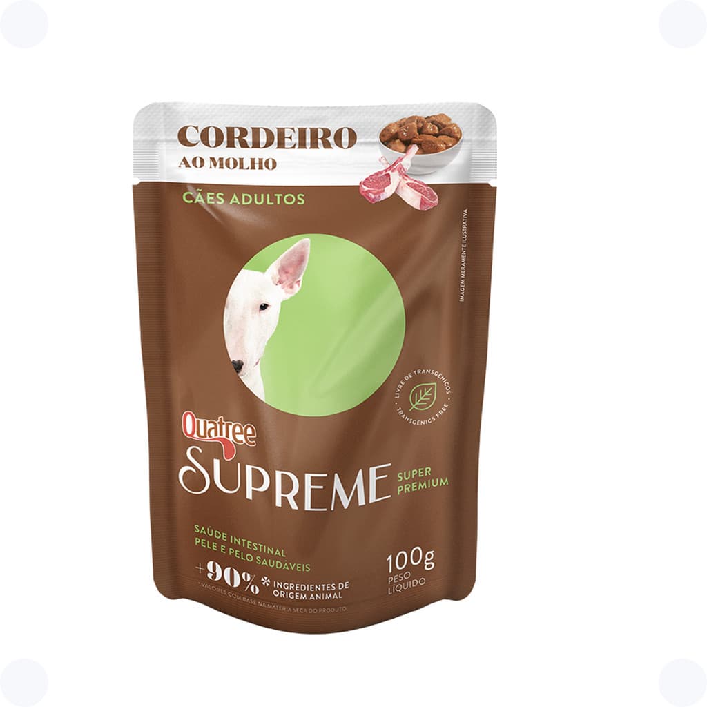 Quatree Supreme Sachê Cães Adultos Cordeiro Ao Molho 100g