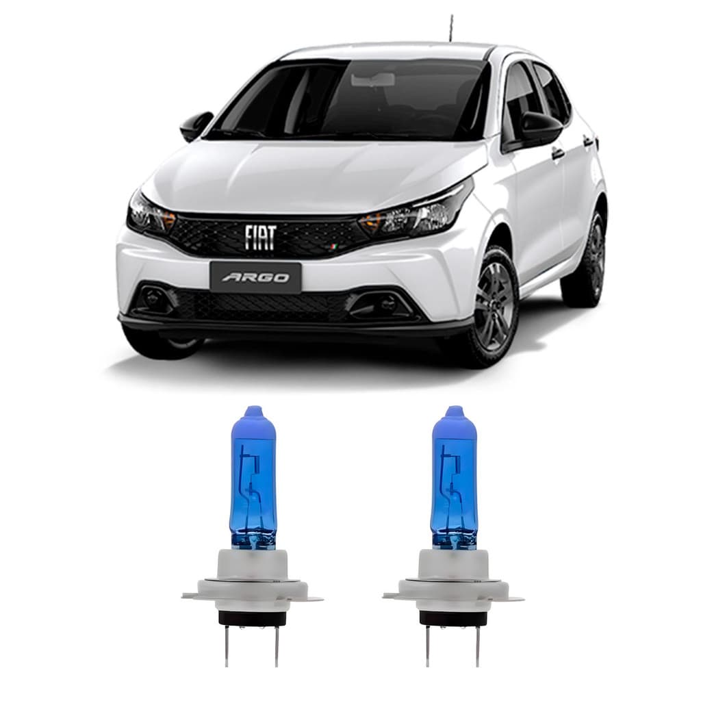 Par Lâmpada Farol Baixo Alto para Fiat Argo 2017 2018 2019 2020 2021 2022 2023 2024 2025 8500k H7
