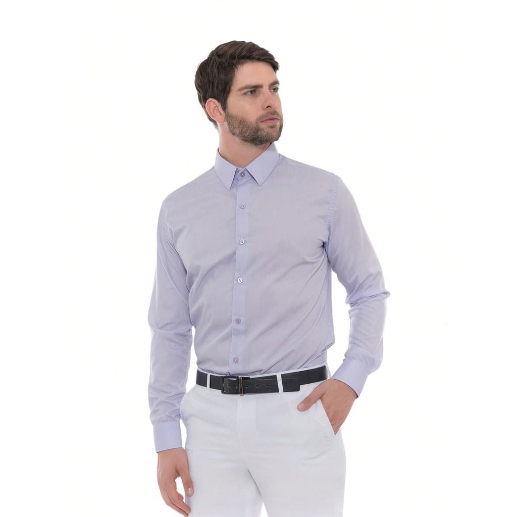 Camisa Social Manga Longa Slim Lilás