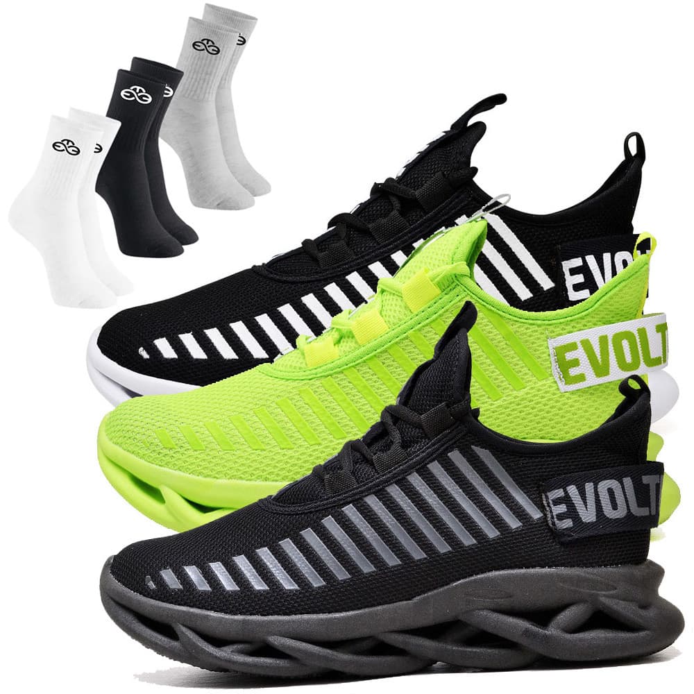 Kit 3 Tênis Confortável Original Sola Trançada Barato Shoes Corrida Meia Promoção