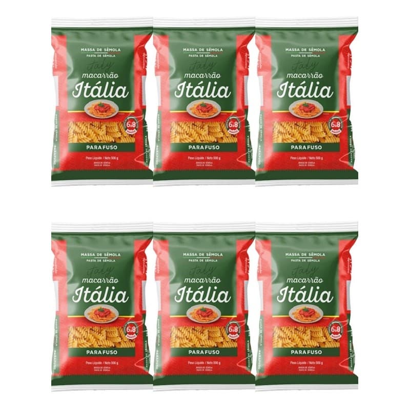 Macarrão Liane Italia Parafuso Sêmola 500g - 6 unidades