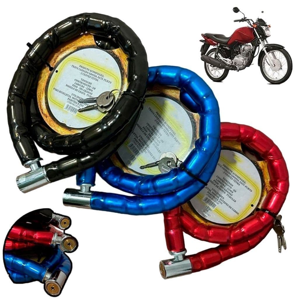 Cadeado Moto Tranca Portão Bicicleta Resistente 18mm 1m AntiFurto